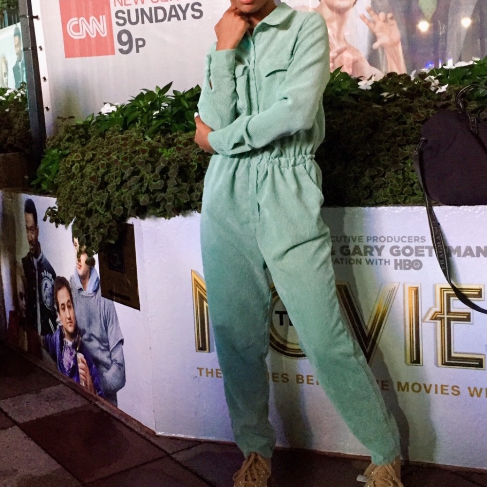missguided mint corduroy jumpsuit